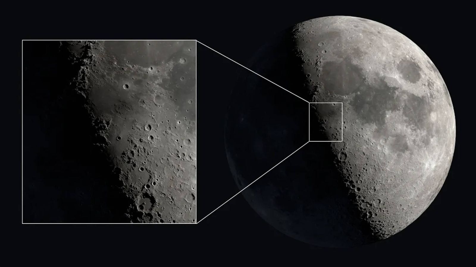 Dos enormes letras aparecen en la superficie de la Luna y la ciencia confirma sus orígenes