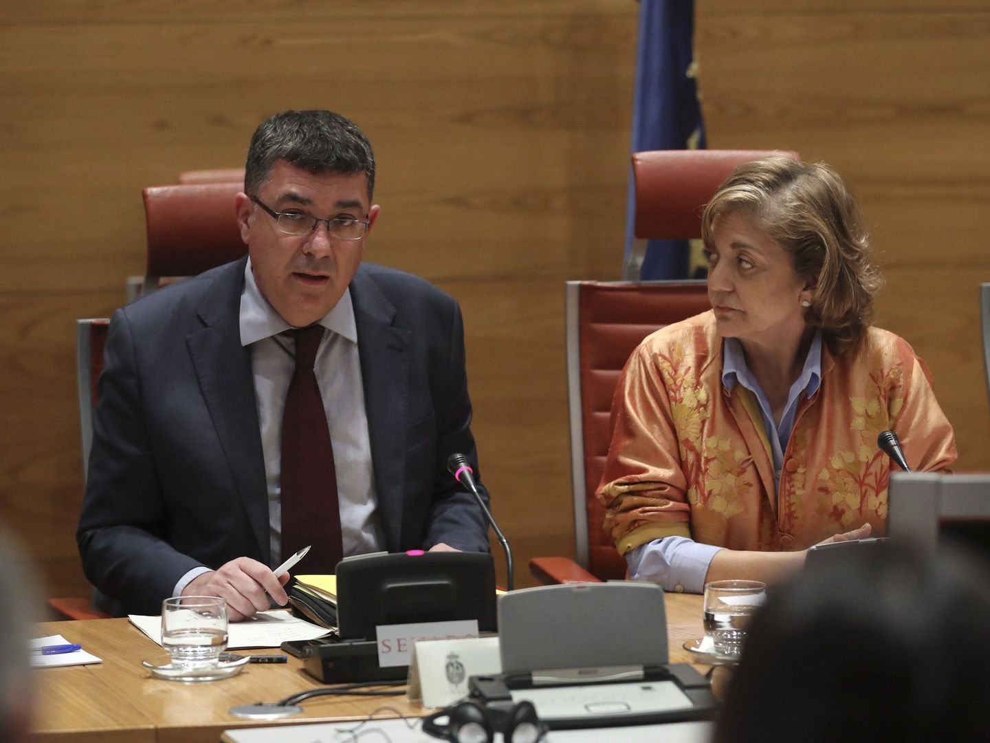 El presidente de las Corts Valencianes, Enric Morera, en su declaración en el Senado a petición del Partido Popular. (EFE)