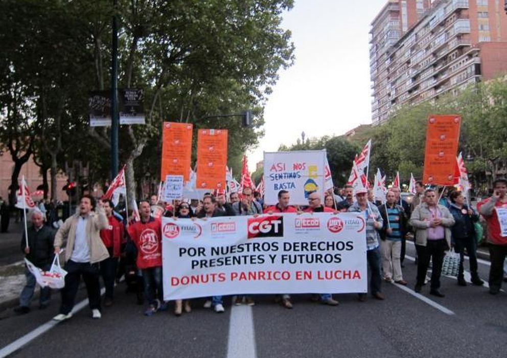 Foto: Trabajadores de Panrico de Valladolid se manifestaron esta semana para reclamar su continuidad en la plantilla. 