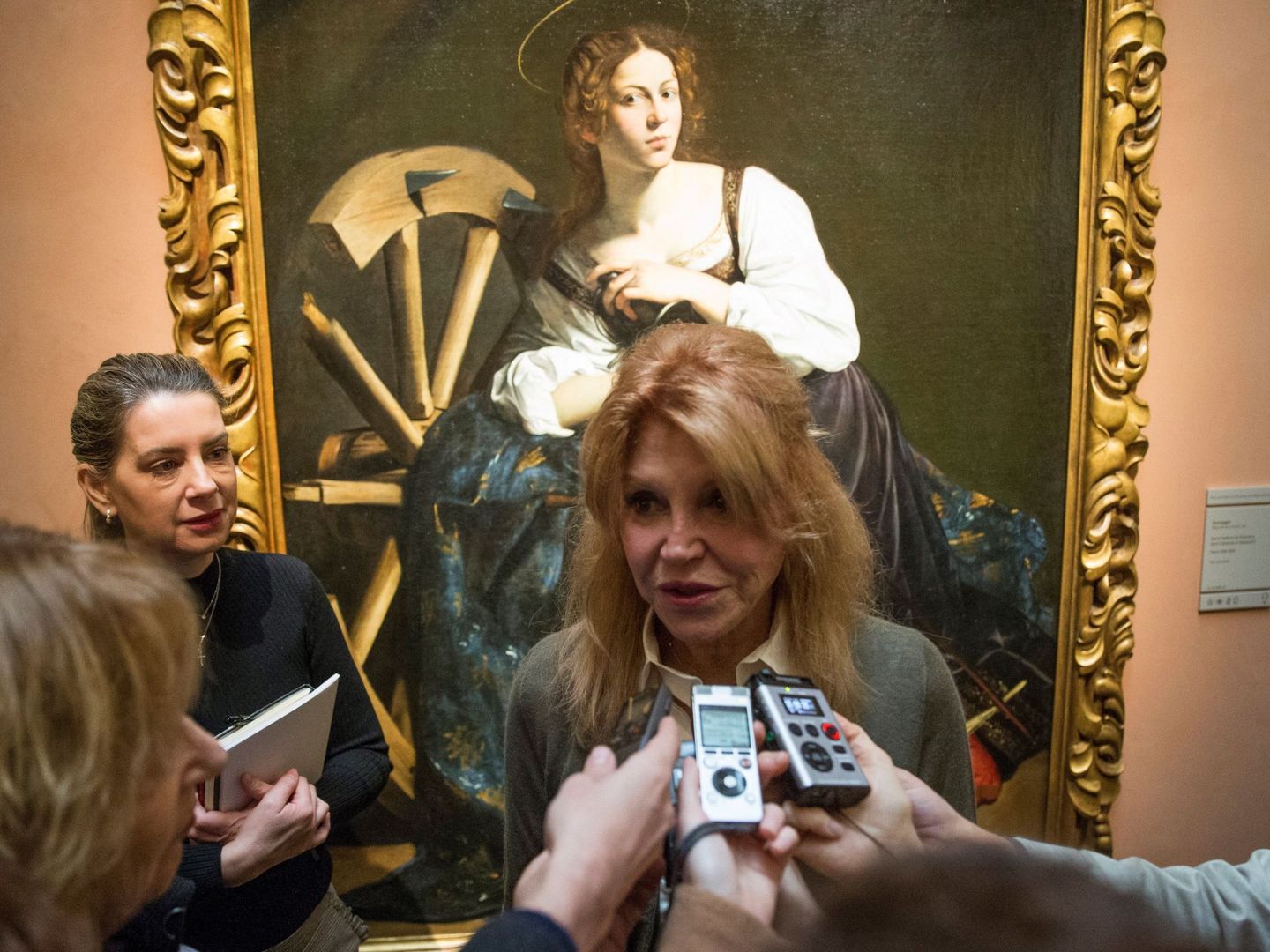 Tita, durante la presentación de la restauración de 'Santa Catalina de Alejandría', de Caravaggio. (EFE/Rodrigo Jiménez)