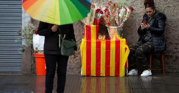 Foto: Una mujer vende flores por Sant Jordi. (EFE)