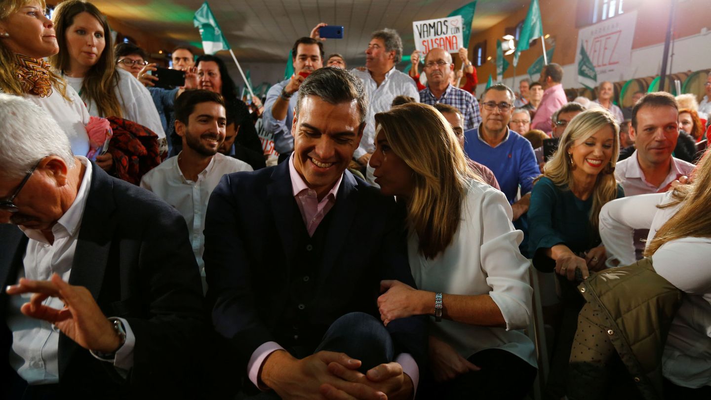 Pedro Sánchez y Susana Díaz, durante su mitin de campaña de las andaluzas juntos en Chiclana de la Frontera, Cádiz, el pasado 18 de noviembre. (Reuters)