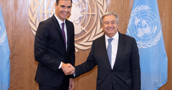 Foto: Pedro Sánchez junto al secretario general de la ONU, Antonio Guterres. (EFE)