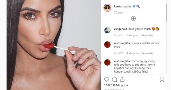 Foto: Uno de los posts en los que Kim Kardashian inicialmente anunciaba golosinas adelgazantes