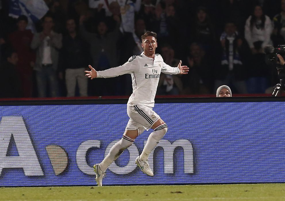 Foto: Sergio Ramos celebra el gol del triunfo del Real Madrid sobre San Lorenzo (Reuters)