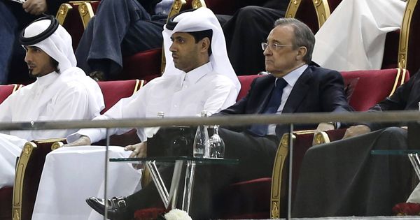 Foto: Florentino Pérez, junto a Nasser al-Khelaifi, presidente del PSG. (Reuters)