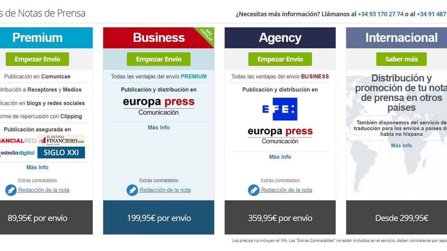 Una agencia de comunicación ofrece directamente insertar contenidos en Europa Press o EFE (EC)