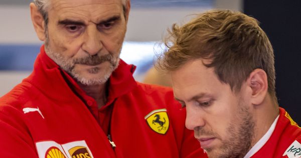 Foto: Maurizio Arrivabene junto a Sebastian Vettel. (EFE)