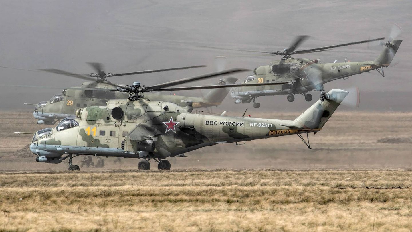 Helicópteros Mil Mi-24P rusos. (Mil.ru)