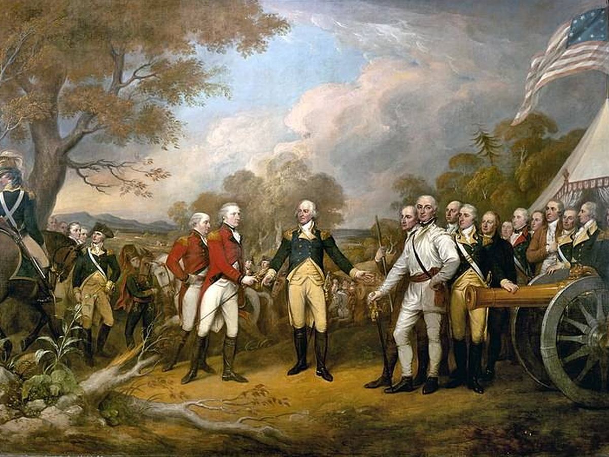 Foto: Cuadro de la escena de la rendición de la batalla de Saratoga por John Burgoyne, 1777. (Wikipedia)