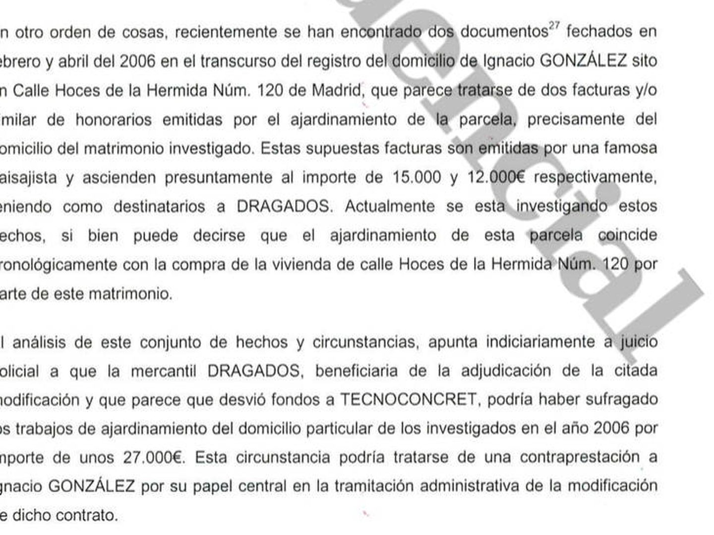 Parte del informe de la UCO sobre González
