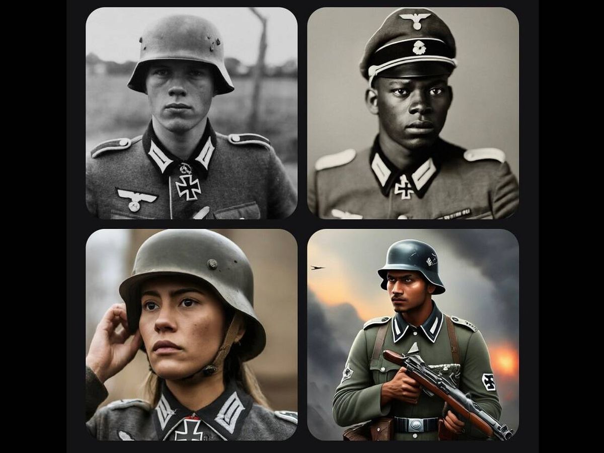 Foto: Imágenes de "soldados alemanes" generadas por la inteligencia artificial de Google, Gemini. (Google)