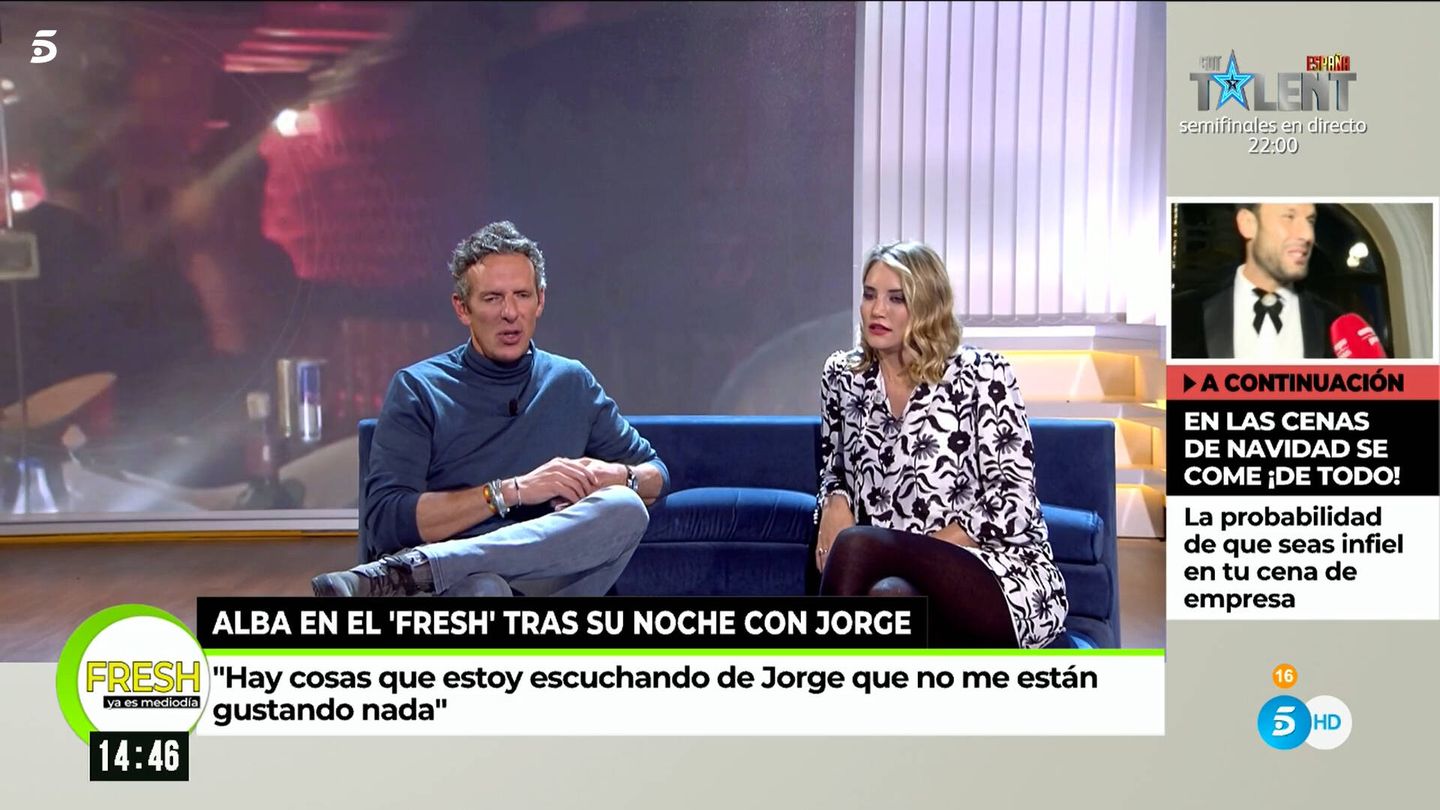 Joaquín Prat y Alba Carrilllo, en 'Ya es mediodía'. (Telecinco)