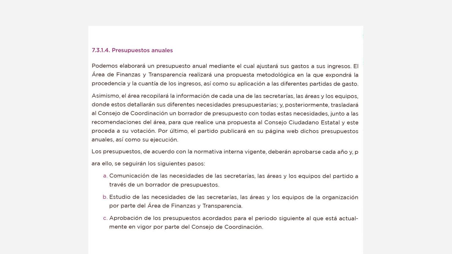 Fragmento de la normativa de Podemos. (Pinche aquí para leer el documento completo)