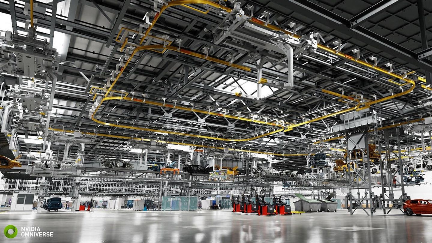 Esta fábrica de BMW no es real, pero ahorra millones a la compañía. (BMW/Nvidia)