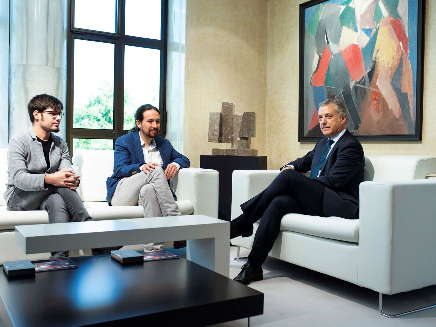 Urkullu, Iglesias y Martínez, en la reunión de esta tarde en Lehendakaritza. (EFE)