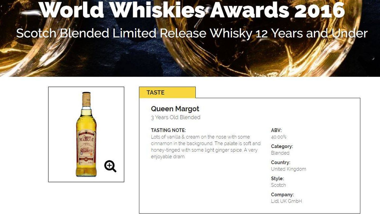 El Queen Margot es el whisky que ganó el premio a mejor Scotch mezclado en 2016.