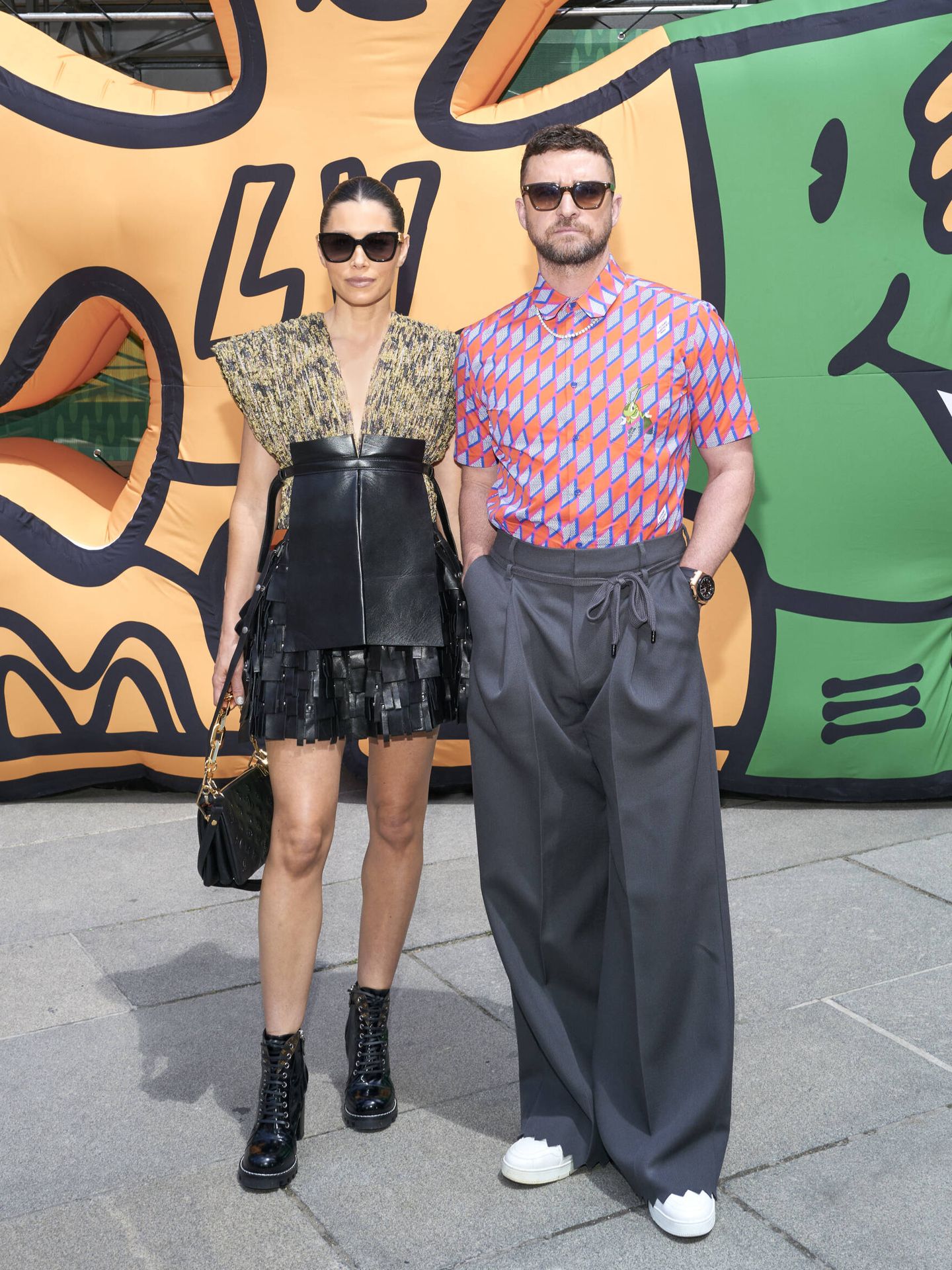 Jessica Biel y Justin Timberlake, en el desfile de Louis Vuitton. (Cortesía)