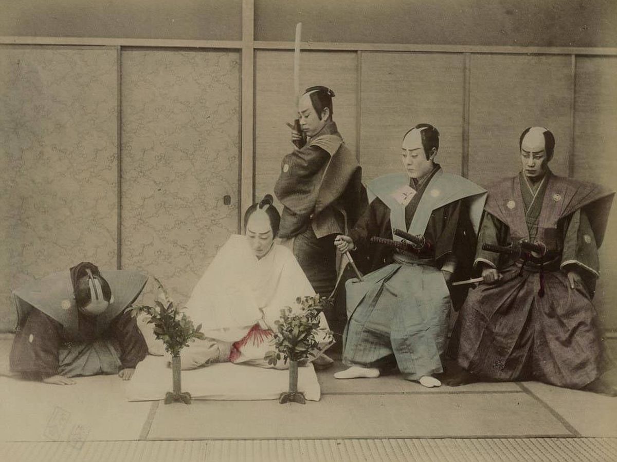 Foto: Recreación de un Seppuku en una obra de la Era Meiji. (Wikimedia commons)