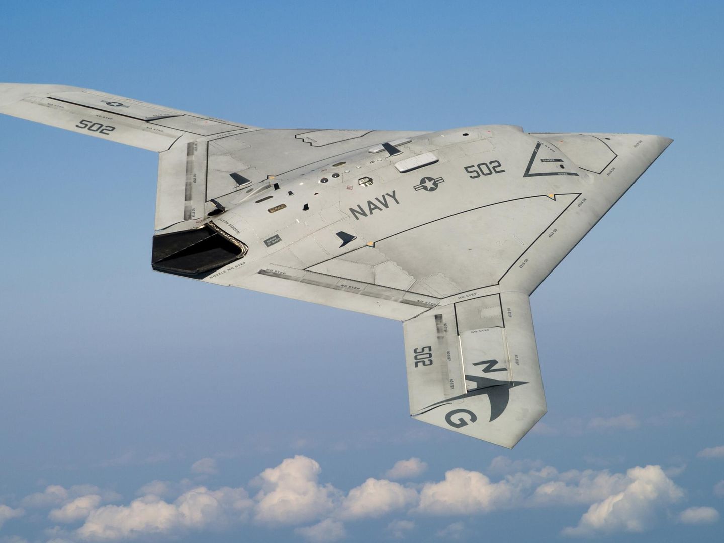 El X-47B en pleno vuelo. (Northrop Gruman)