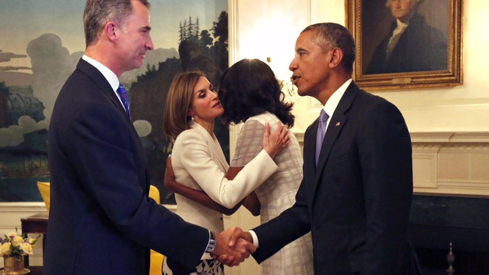 Foto: Los reyes Felipe y Letizia y el presidente de EEUU, Barack Obama y la primera dama, Michelle. (EFE)