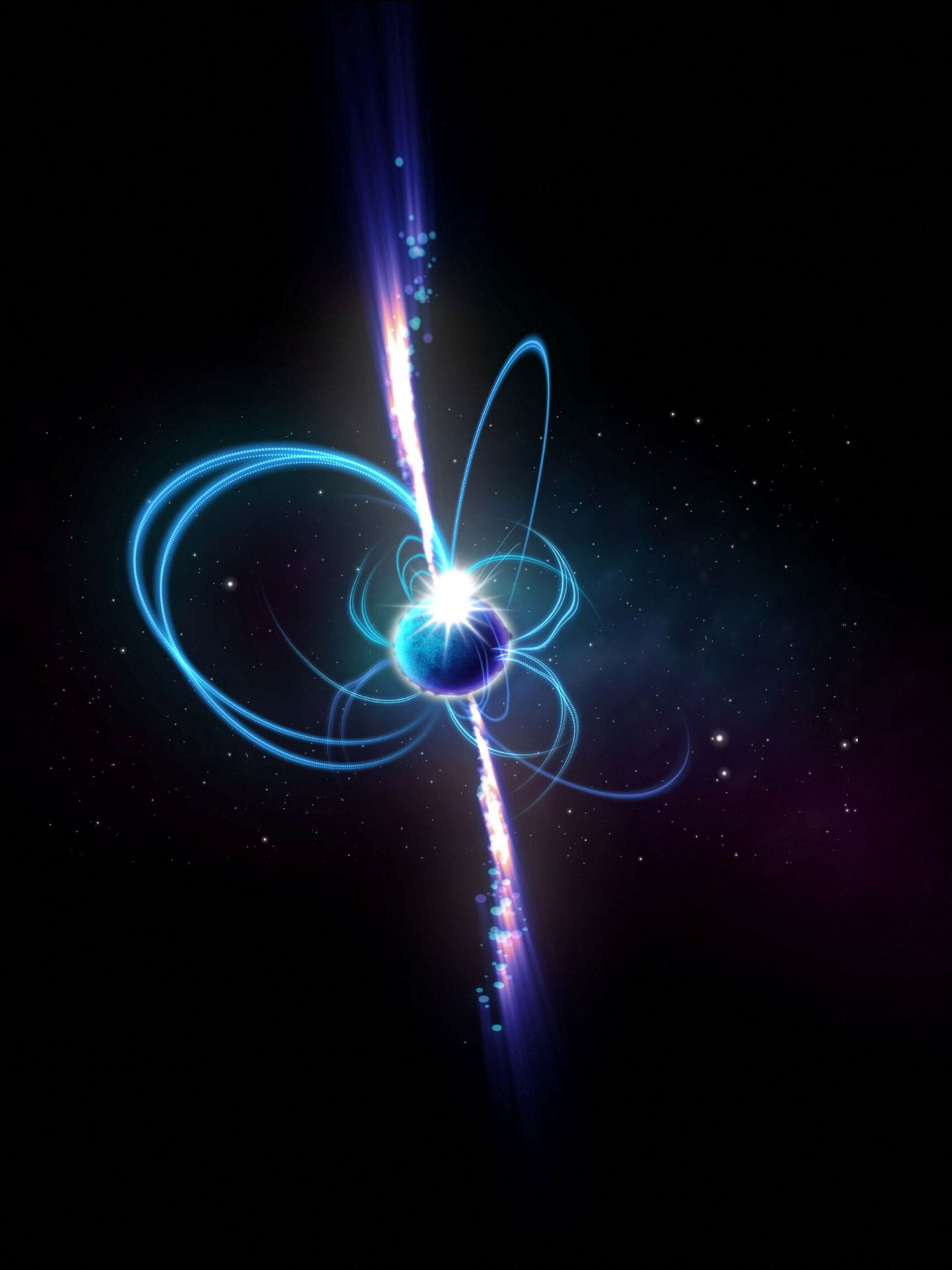 Ilustración conceptual de un magnetar.