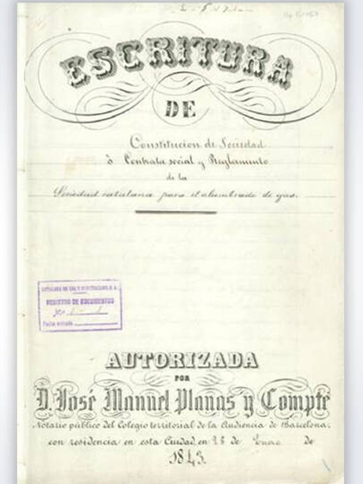 Escritura de constitución. (Archivo histórico de la Fundación Naturgy. Cedida)