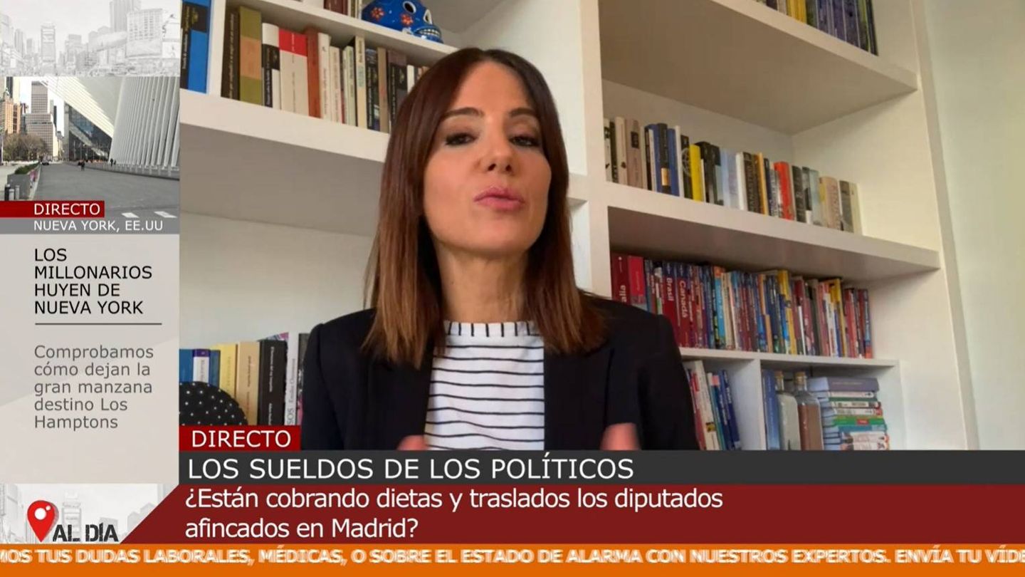 La periodista Mónica Sanz, en 'Cuatro al día'. (Mediaset)