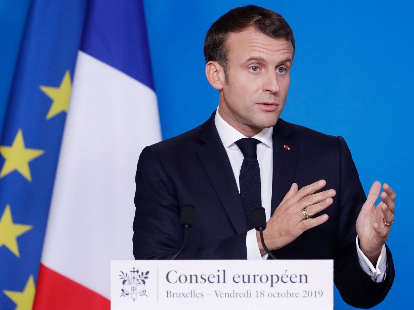 El presidente de Francia, Emmanuel Macron, en el pasado Consejo Europeo. (Reuters)