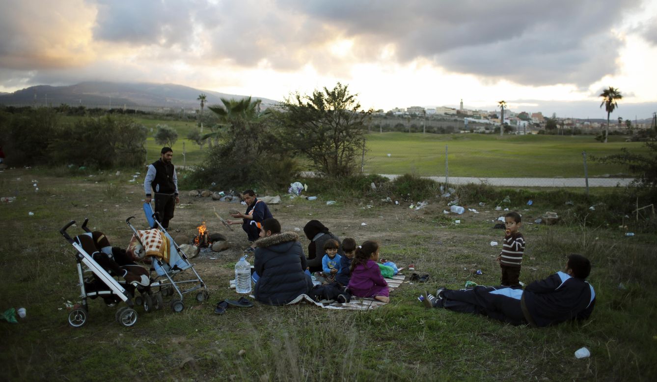 Refugiados sirios en Melilla. (Reuters)