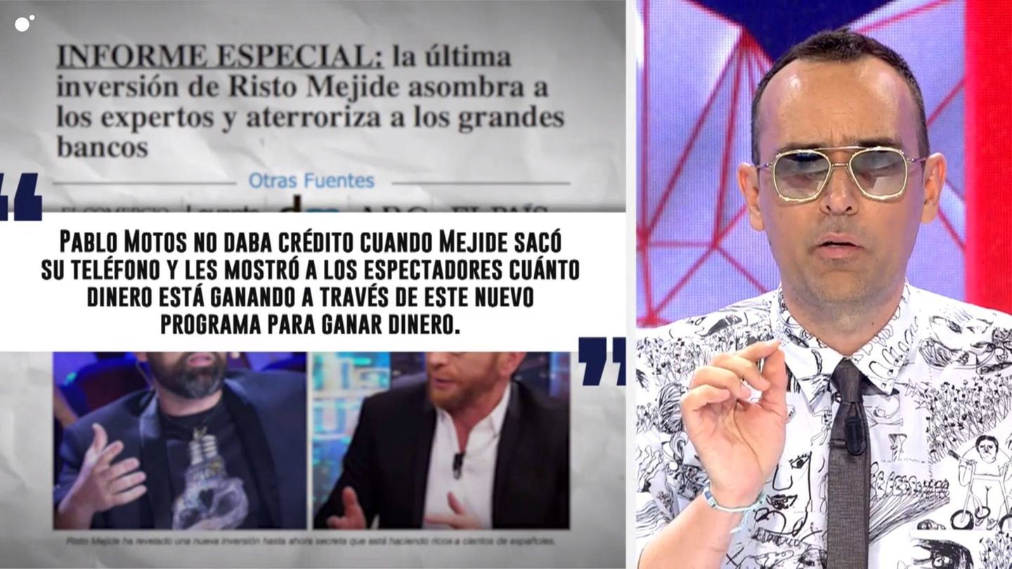 Risto Mejide con el falso anuncio. (Mediaset España)
