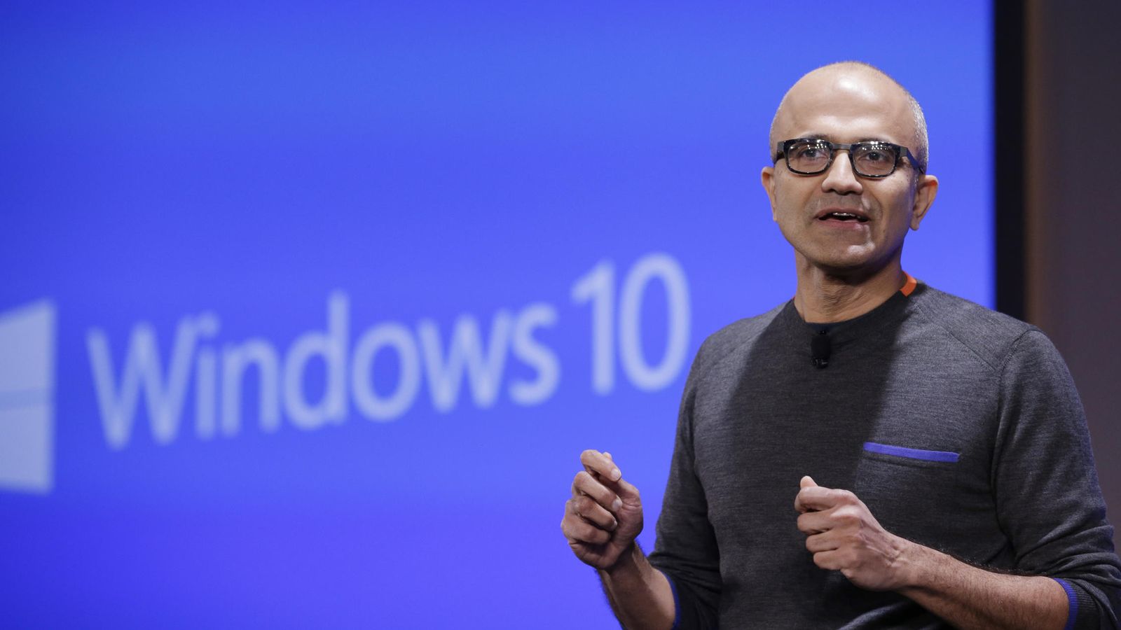 Foto: El CEO de Microsoft, Satya Nadella, durante la presentación de Windows 10 (Fotografía: Reuters)