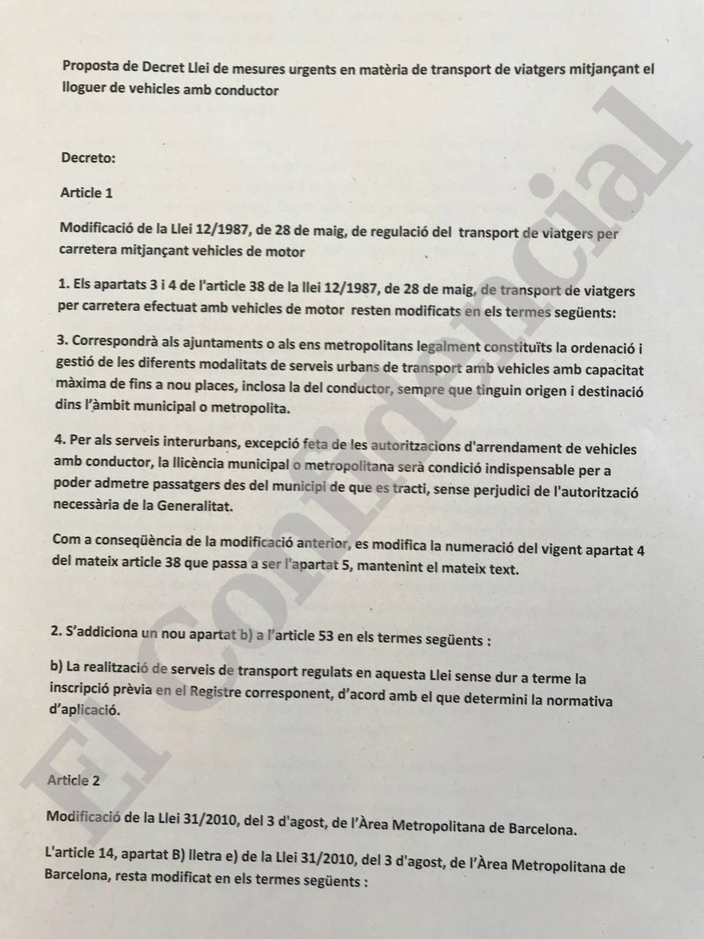 El decreto de la Generalitat para regular las VTC.