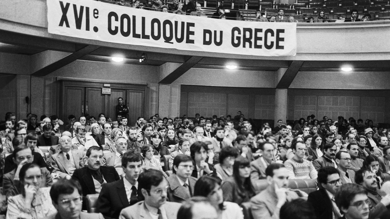 Foto: Vista de una asamblea de GRECE en 1981. (Getty/Gamma-Rapho/Jérôme Chatin)