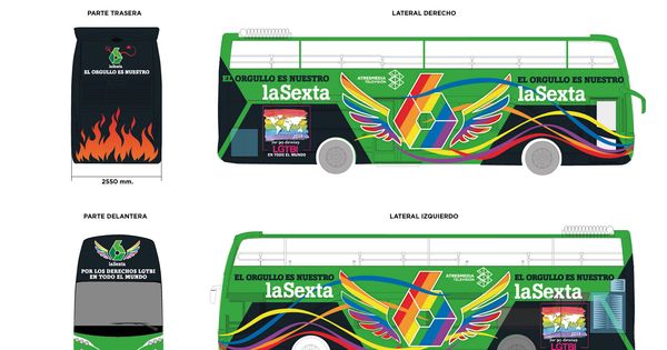 Foto: El autobus personalizado que La Sexta pondrá en marcha durante el WorldPride Madrid 2017. (Atresmedia)