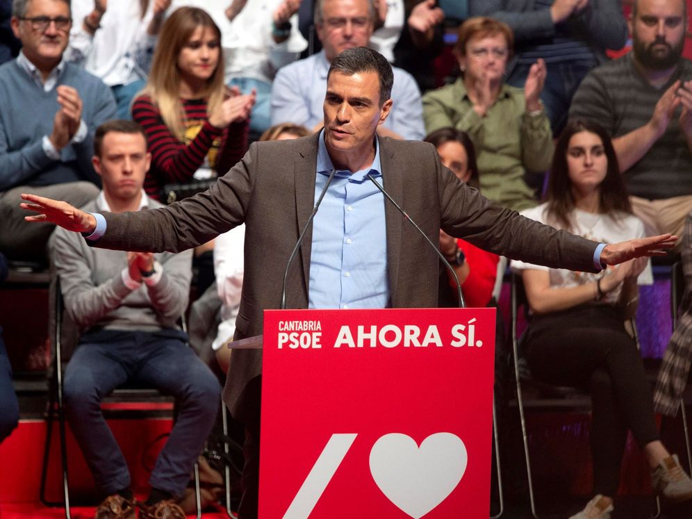 Foto: El candidato del PSOE, Pedro Sánchez, en un acto del partido en Santander. (EFE)