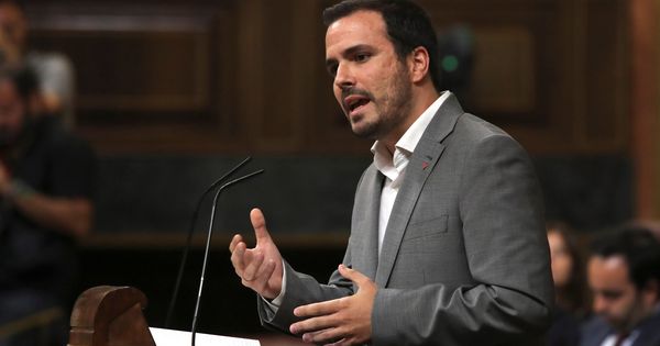 Foto: El líder de Izquierda Unida, Alberto Garzón, durante su intervención en el debate de investidura. (EFE)