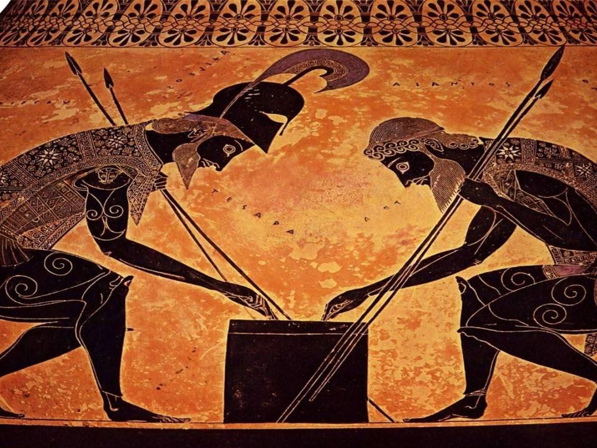 Foto: Representación de la 'Iliada' en cerámica griega de figuras rojas del siglo V a. C.