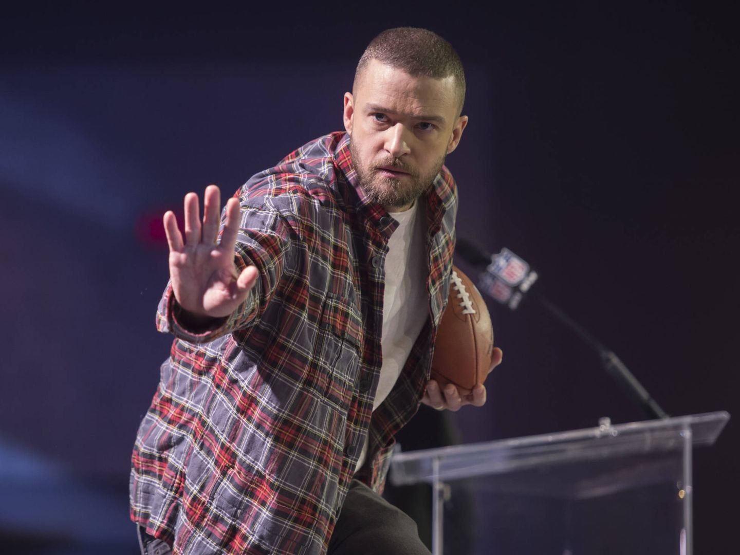  Justin Timberlake en la presentación de la Super Bowl. (Gtres)
