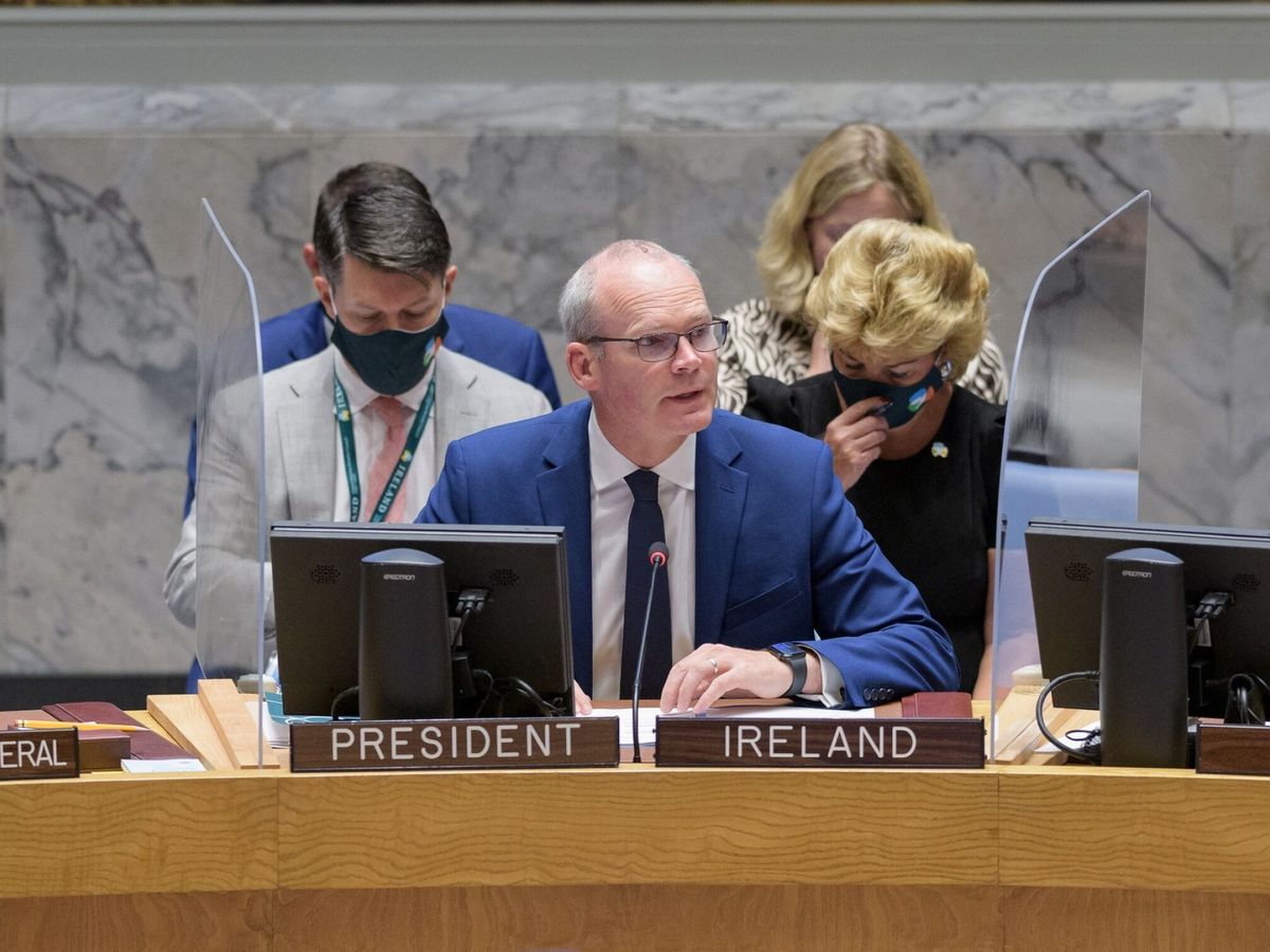 Foto: El presidente de turno del Consejo de Seguridad, Simon Coveney. (ONU)
