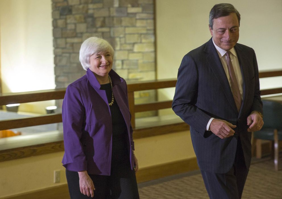 Foto: La presidenta de la Fed, Janet Yellen, y el del BCE, Mario Draghi