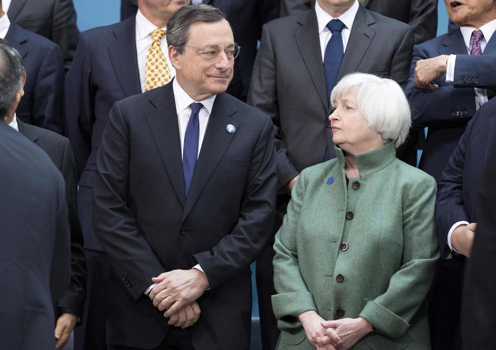Foto: Mario Draghi y Jenet Yellen, durante una reunión del G-20