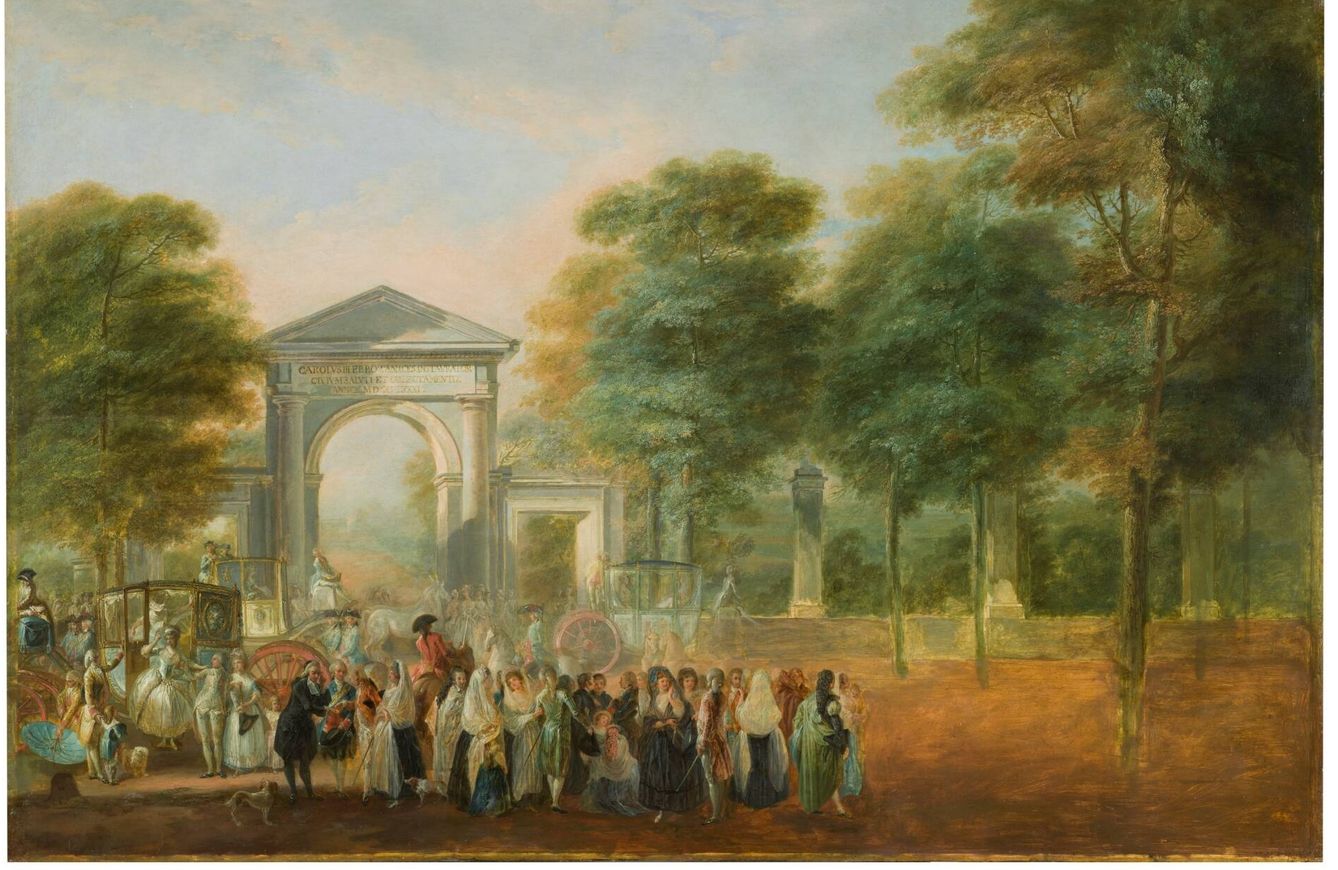 'El Jardín Botánico desde el Paseo del Prado', Luis Paret y Alcázar, 1790. (Museo del Prado)
