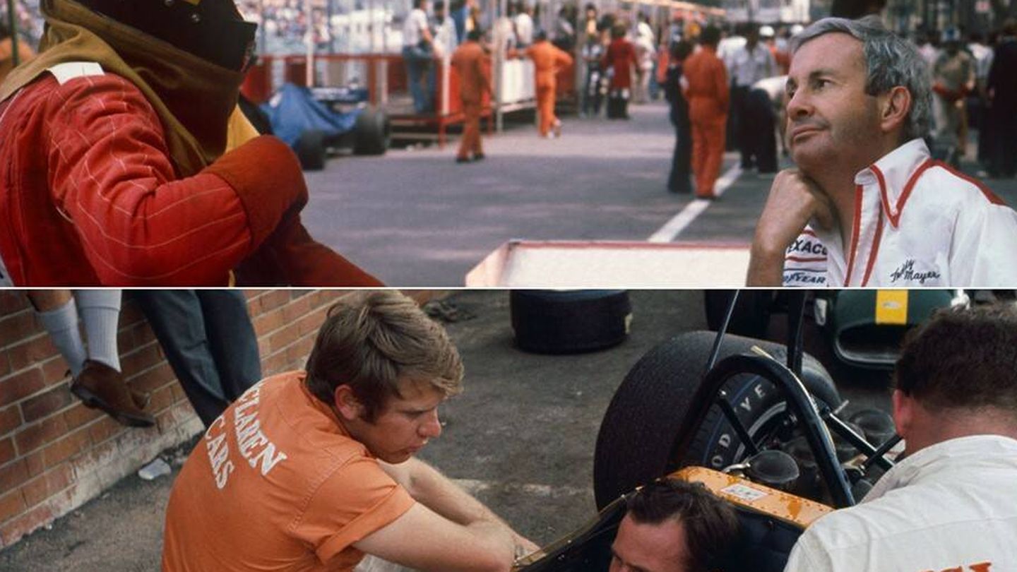 Mayer (aariba con James Hunt), era miembro fundador con Bruce McLaren (abajo). (McLaren)