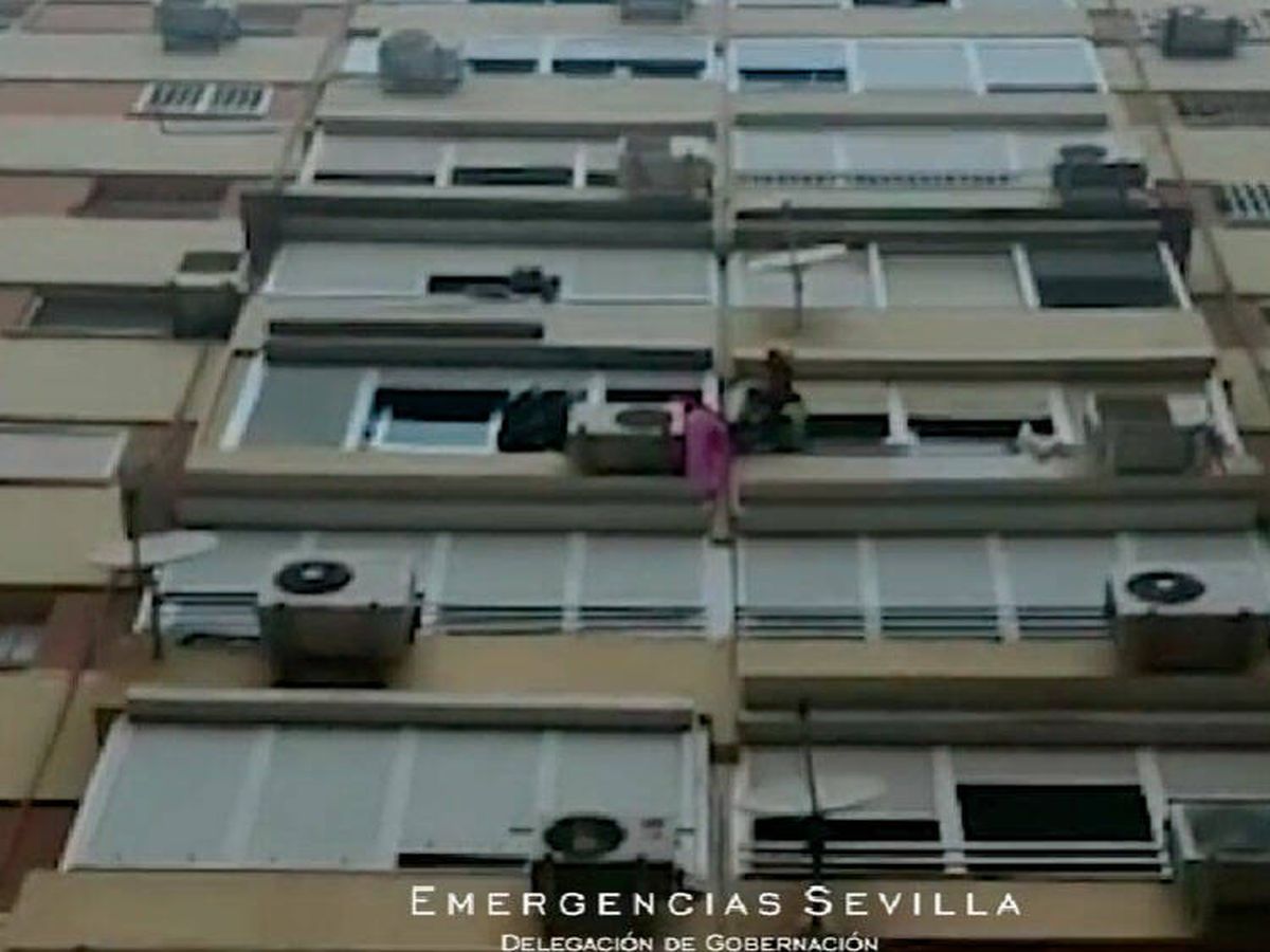 Foto: Los bomberos pudieron rescatar a la anciana a 20 metros de altura (Emergencias Sevilla)