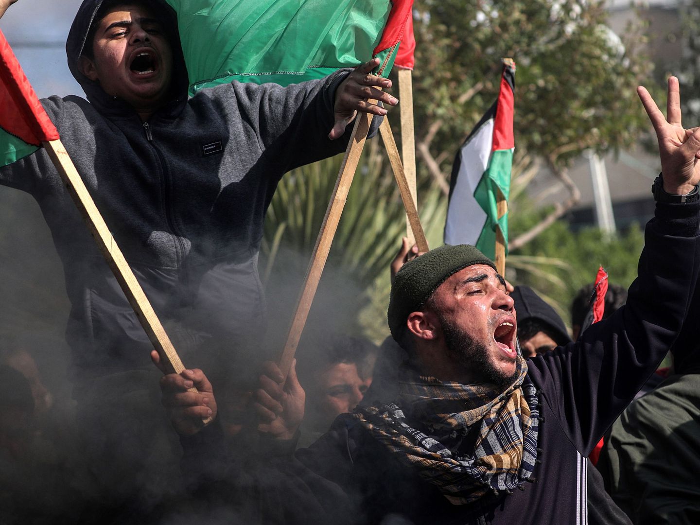 Palestinos protestan contra el plan de Trump antes de que fuera anunciado este martes. (Reuters)