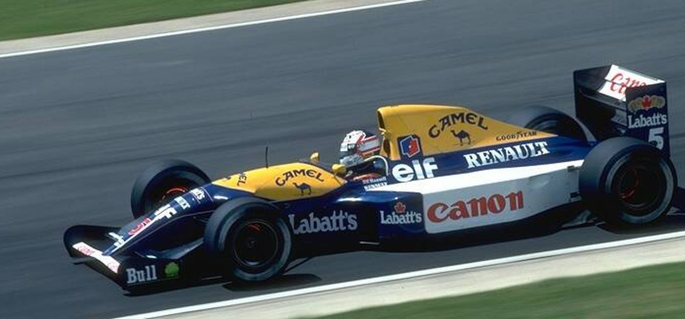 El Williams de Nigel Mansell en 1992 en el circuito de Silverstone, donde sacó tres segundos a Ayrton Senna tercer clasificado en parrilla. (Archivo Goodyear)
