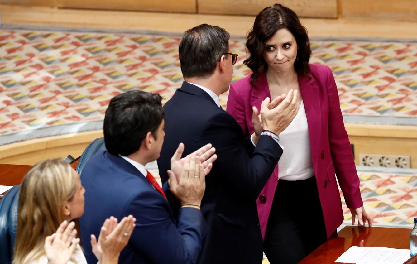 La candidata del PP a la Presidencia de la Comunidad de Madrid, Isabel Díaz Ayuso, tras su intervención durante el Pleno de investidura sin candidato. (EFE)