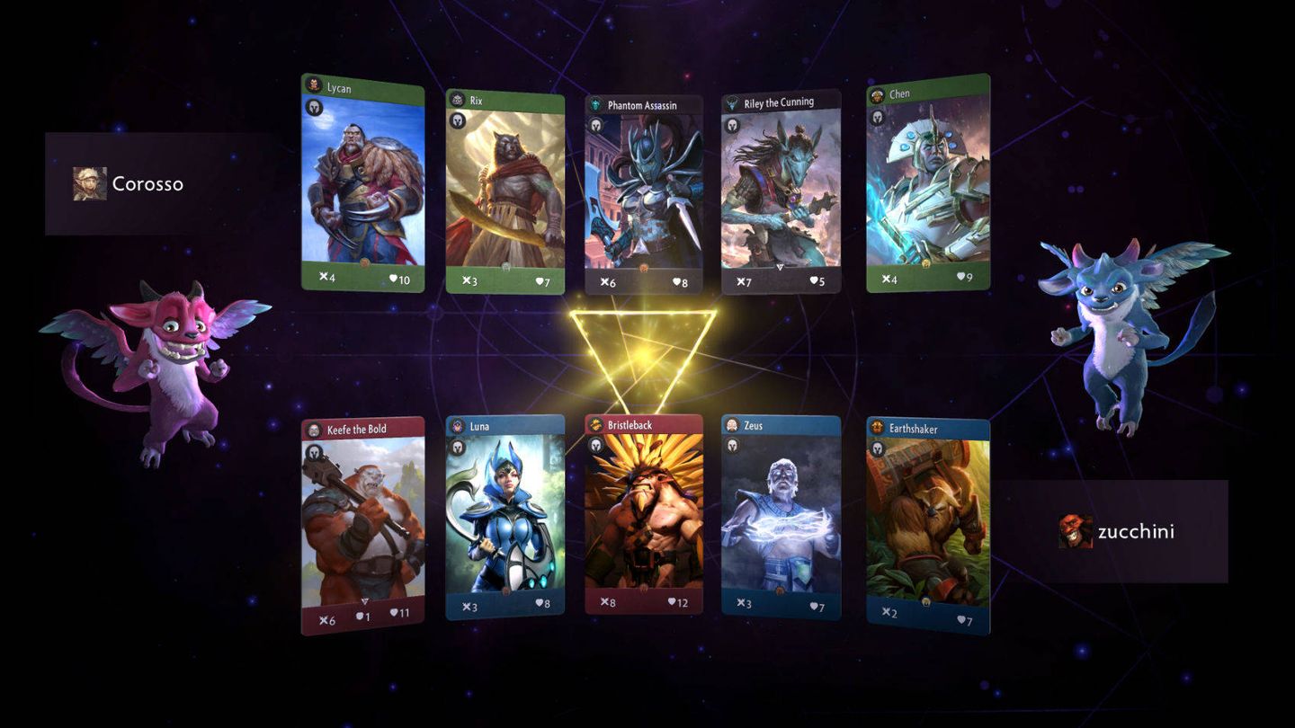 Cada jugador escoge cinco héroes para disputar las partidas (Artifact)