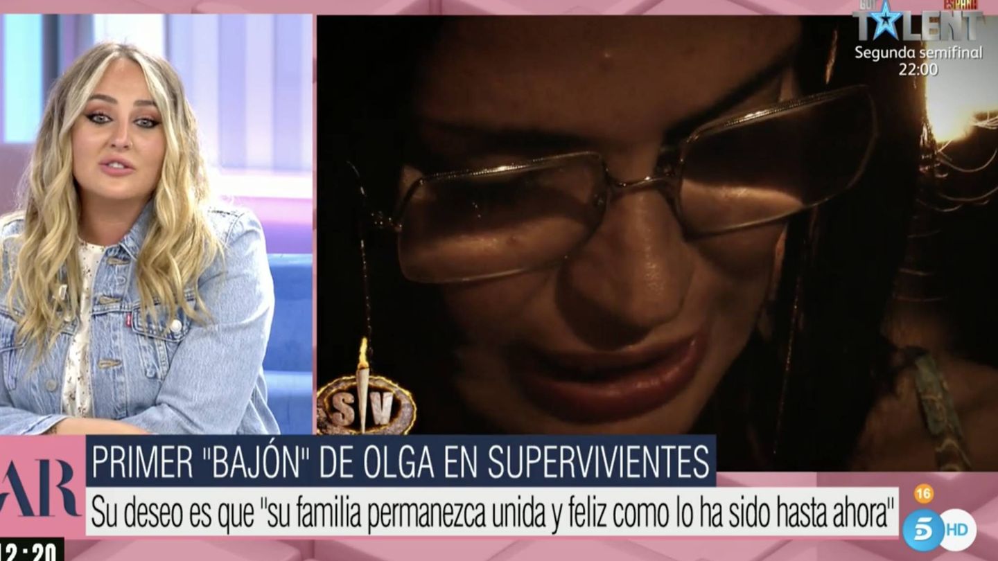Rocío Flores se ha emocionado con las imágenes de Olga. (Mediaset)